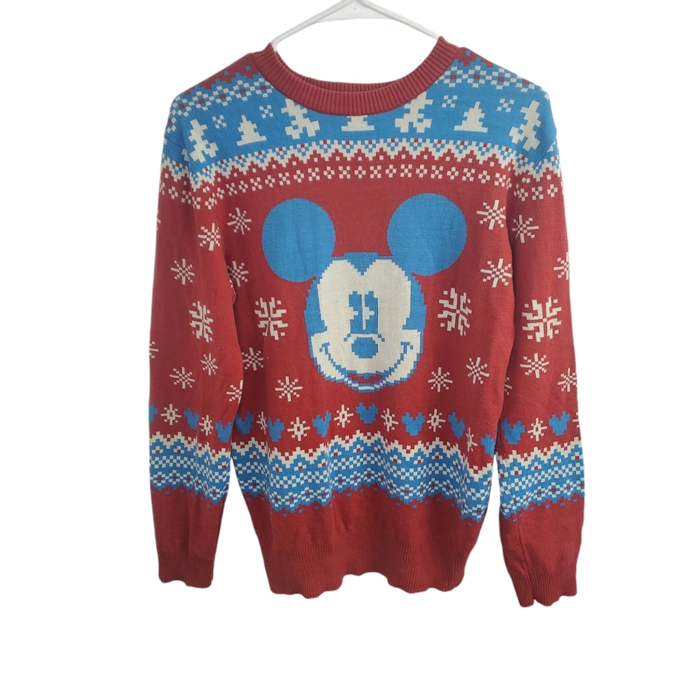 Disney Mickey Mouse red and blue christmas sweater size Large